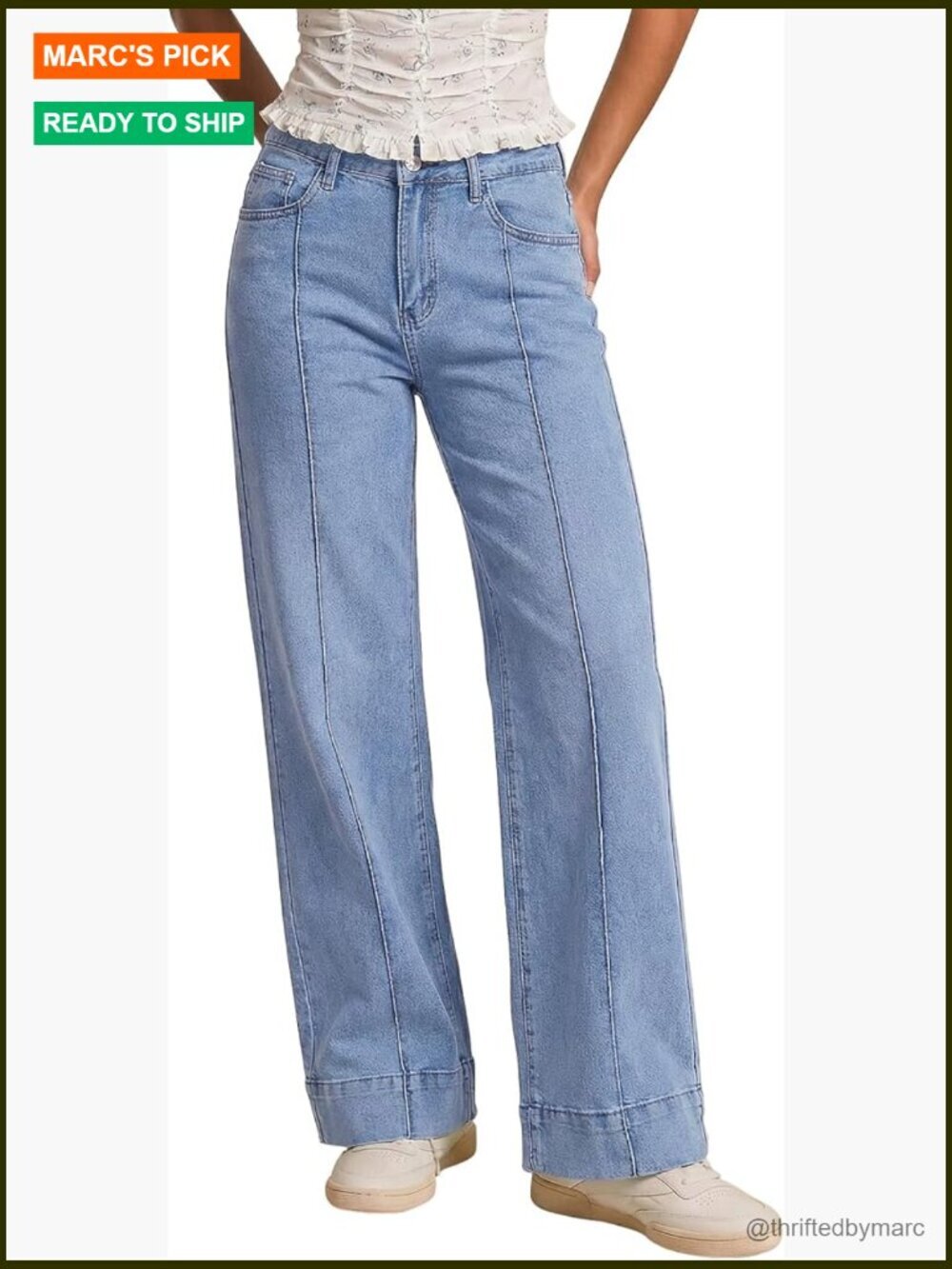 High Waist Wide Leg Stretch Jeans Women's Straight Leg Denim Pants